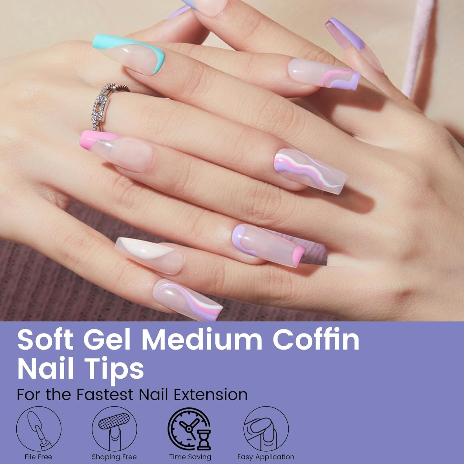 Medium Square Nail Tips: 240PCS Soft Gel Clear Square Pre-Shaped Nails Tips, 12 Sizes Full Cover Fake Press on Nails for Acrylic Nail Tip Home DIY Salon Nails-Velvo Beauty