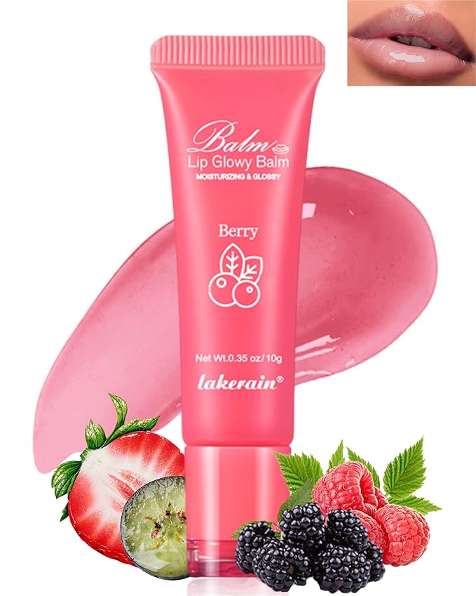 Moisturizer Lip Glowy Balm, Hydrating & Nourishing Repair Sleeping Lip Mask, Shine Glossy Finish Lip Oil, Day and Night Smooth Cracked Chapped Dry Lips, Lip Care Therapy Treatment for Women-2#Berry-Velvo Beauty