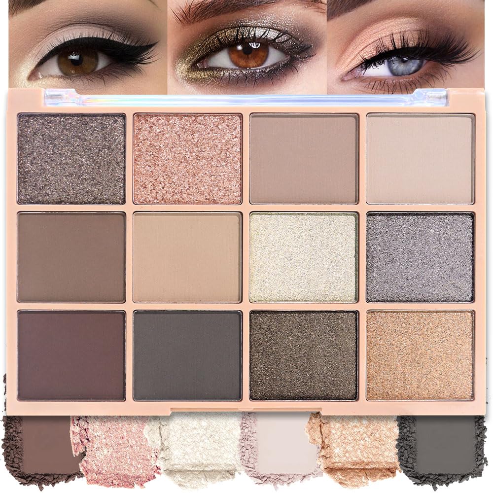 SUAKE Neutral Smokey Eye Shadow Palette,Nude Silver Gray Black Cream Eyeshadow Palette,Make Up Pallets for Women, Highly Pigmented Long Lasting Naturing-Looking-Velvo Beauty