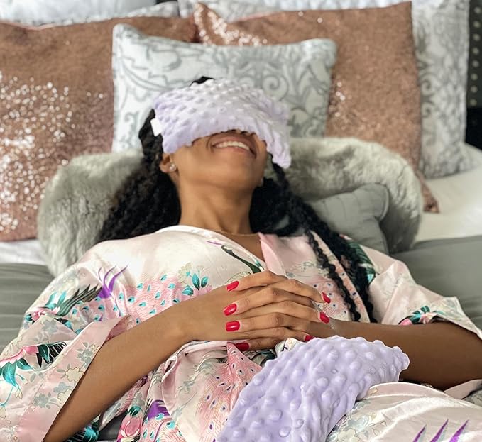 Lavender Eye Pillow Gifts for Women- Heated Eye Mask for Dry Eyes- Hot Eye Compress- Weighted Eye Mask for Sleeping, Yoga, Relaxation - Birthday Gifts for Mom-Velvo Beauty