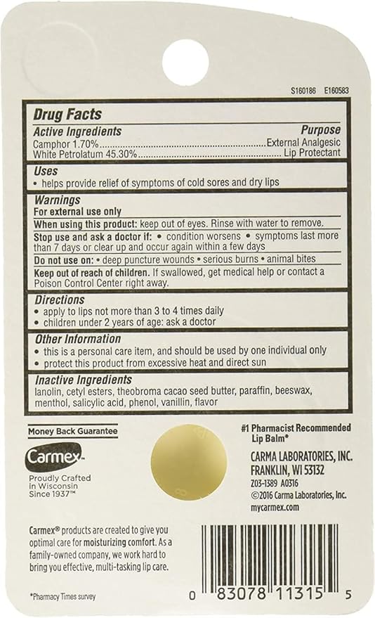Carmex Classic Lip Balm Medicated 0.25 oz (Pack of 10)-Velvo Beauty