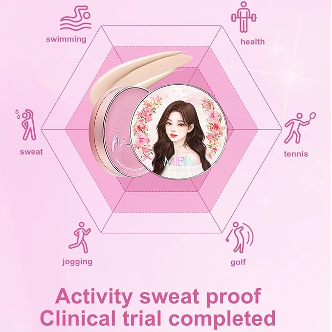 MIBA Ion Calcium Foundation Double Cushion Glow 25 g / 0.88 oz Big Cushion SEASON 3. Long Lasting Cover Effect. Moisture glow. Skin tightening relief. Smooth adhesion. (Lovely #21 Rosy Ivory)-Velvo Beauty