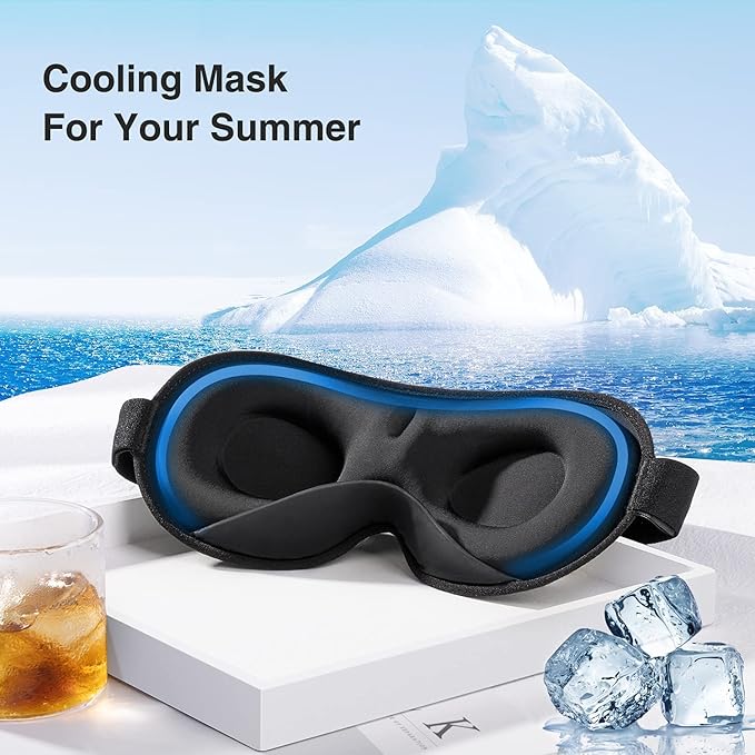 YFONG Weighted Sleep Mask, Women Men 3D Blocking Lights Sleeping Mask (4.2oz/120g), Pressure Relief Night Sleep Eye Mask with Adjustable Strap, Eye Cover Blindfold for Travel Nap Yoga, Black-Velvo Beauty