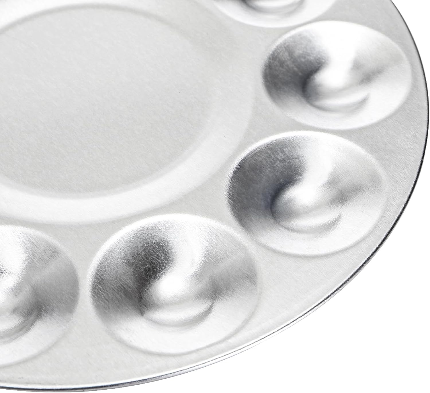 10 Pack Paint Tray Palettes, 6.7" Metal Paint Mixing Pallets, 10-Well Painting Palette, Washable Round Paint Holder Tray for DIY Craft Professional Watercolor Oil Art Painting Project, Silver-Velvo Beauty