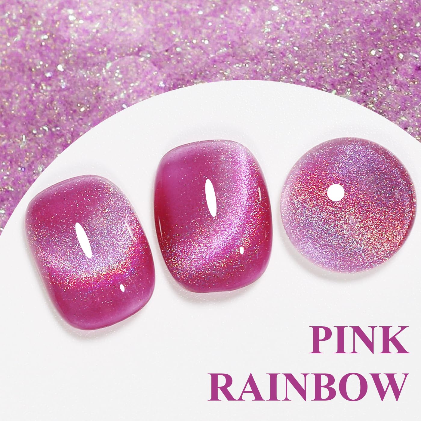 Imtiti Cat Eye Gel Nail Polish, Pink Rainbow Holographic Magnetic Gel Polish With Magnet Glittery Iridescent Galaxy Nail Gel Polish Spring Summer Gel Polish Kit Soak Off UV Led 10ML-Velvo Beauty