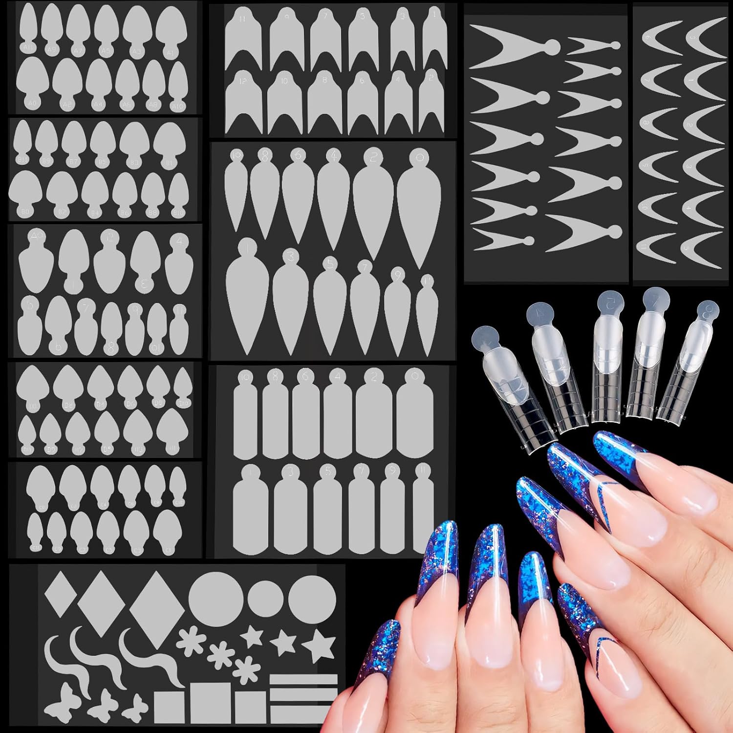 EBANKU French Nail Forms, 144 PCS Silicone Tip Stickers for Dual Nail Forms, Reusable Pads for Poly Gel Nail Mold, Manicure-Velvo Beauty