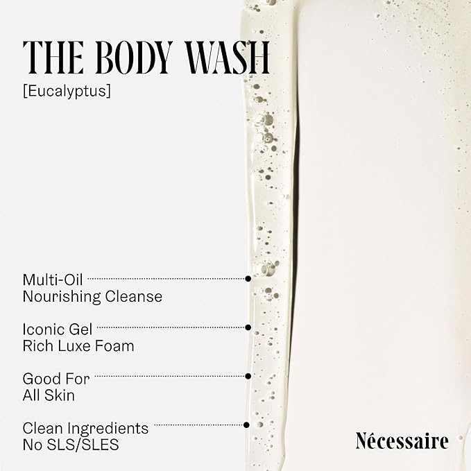 Nécessaire Eucalyptus Body Wash with Pump | Multi-Oil Nourishing Cleanse For Women + Men | Gel Cleanser | Dermatologist-Tested. Hypoallergenic | No SLS/SLES (500 ml / 16.9 fl. oz.)-Velvo Beauty