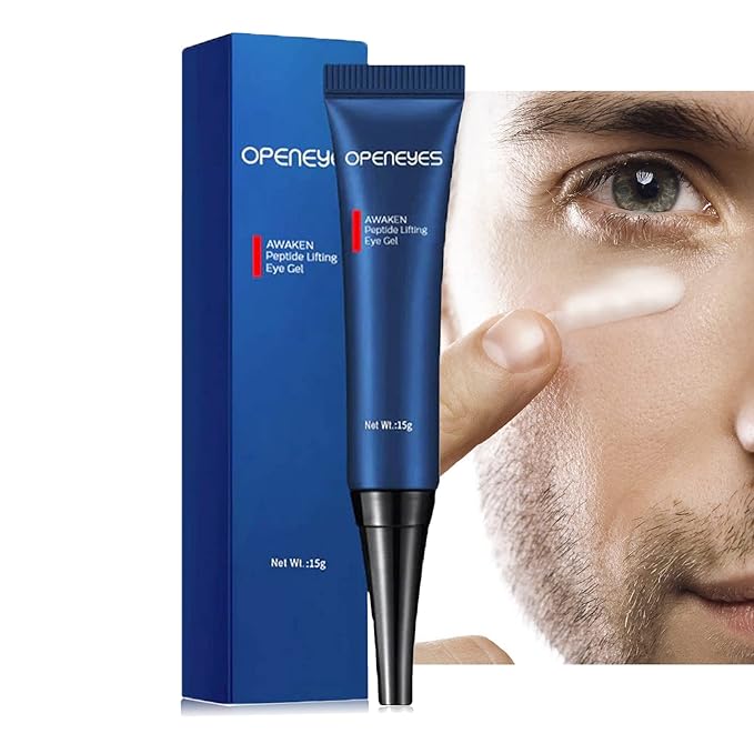 AKARY Awaken Peptide Depuffing Eye Gel, OPENEYES Lifts Firming Eye Tightener, Men's Moisturizing Eye Cream Hydrating Eye Gel Smooths Under Eyes for Dark Circles, Puffiness, Fine Lines, and Bags-Velvo Beauty