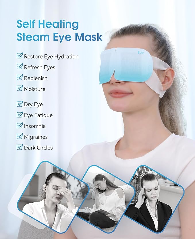 LC-dolida 7 Packs Steam Eye Mask, Hyaluronic Acid Formula Auto Heated Eye Mask for Dry Eyes SPA Warm Sleep Eye Mask Cornea Care Rest Self Heating Eye Mask Business Trip Party Favors Supplements-Velvo Beauty