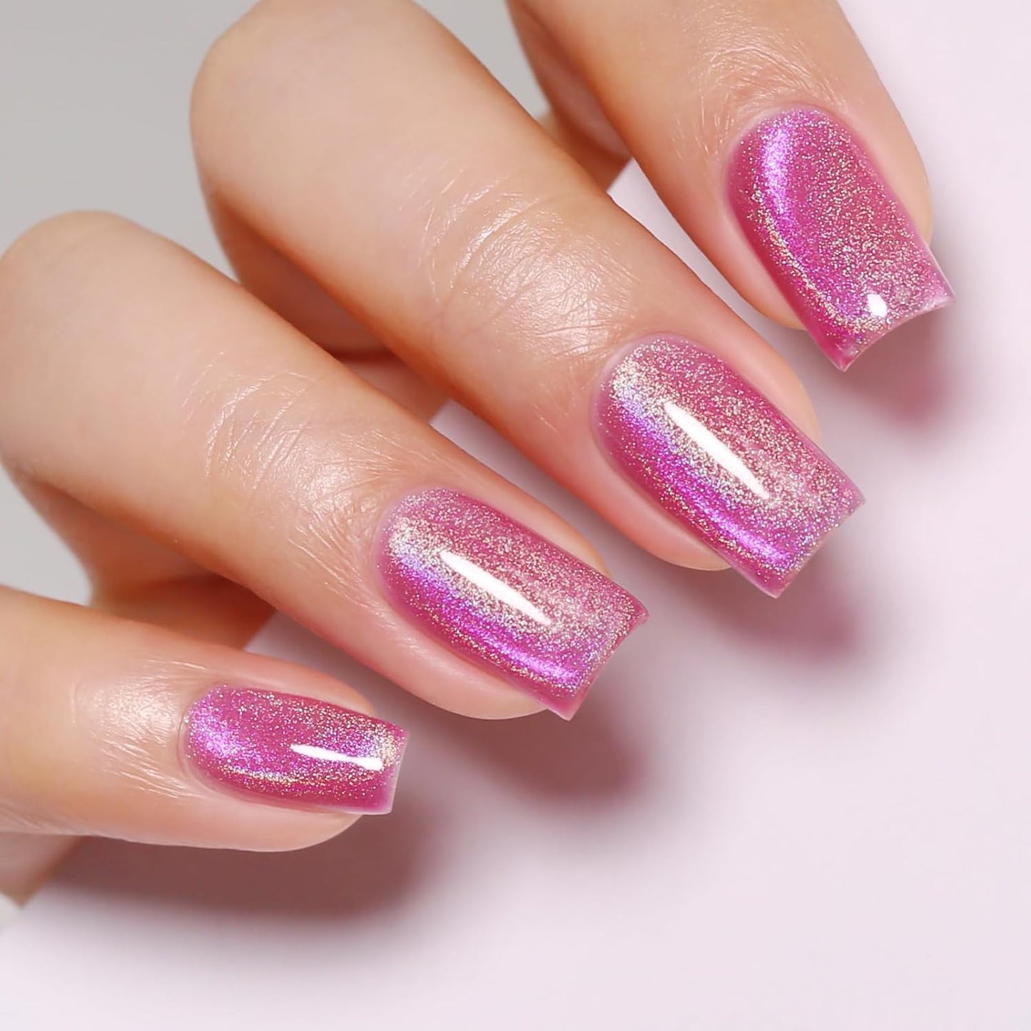 Imtiti Cat Eye Gel Nail Polish, Pink Rainbow Holographic Magnetic Gel Polish With Magnet Glittery Iridescent Galaxy Nail Gel Polish Spring Summer Gel Polish Kit Soak Off UV Led 10ML-Velvo Beauty