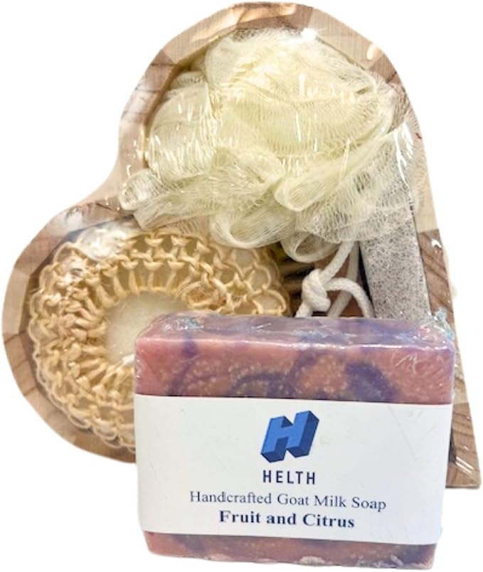 Spa Kit Birthday Box with Loofah Body Brush Fruit and Citrus Goat Milk Soap-Velvo Beauty