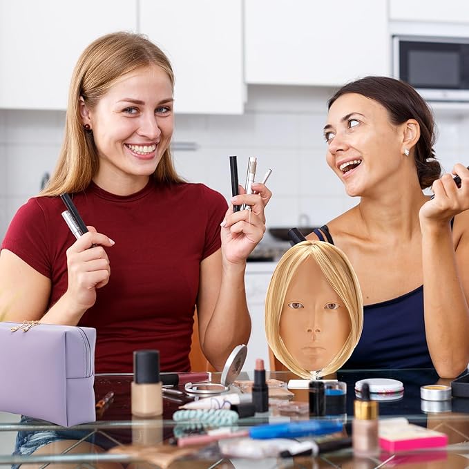 Makeup Practice Face, 2024 Upgrade 5D Makeup Mannequin Face Reusable Silicone Makeup Practice Face Board with Bracket, Come with Makeup remover & Concealer 3 Color & Makeup Bag Brown-Velvo Beauty