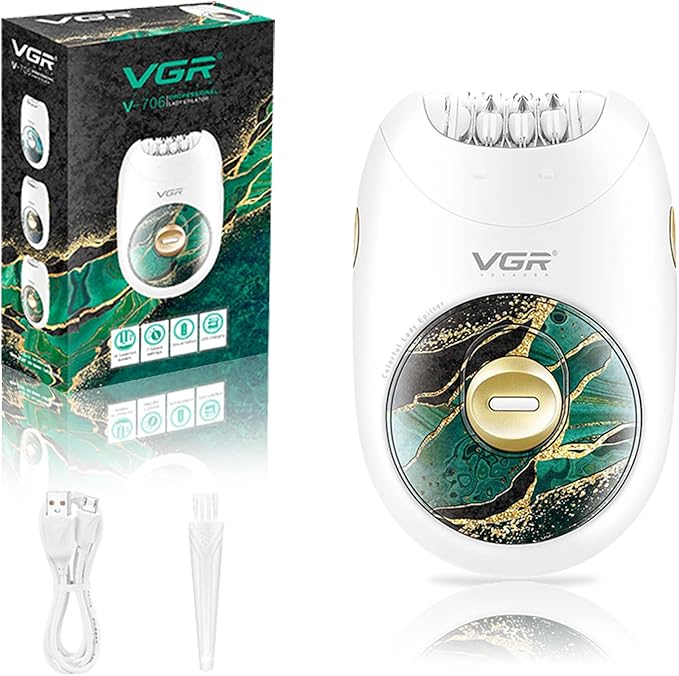 VGR 706 Professional Epilator for Women,Portable Cordless Smooth Glide Hair Removal Device for Legs, Underarm, Back,Full-Body Epilator with 18 Tweezers System, 2 Speeds Hair Removal with Silent Design-Velvo Beauty