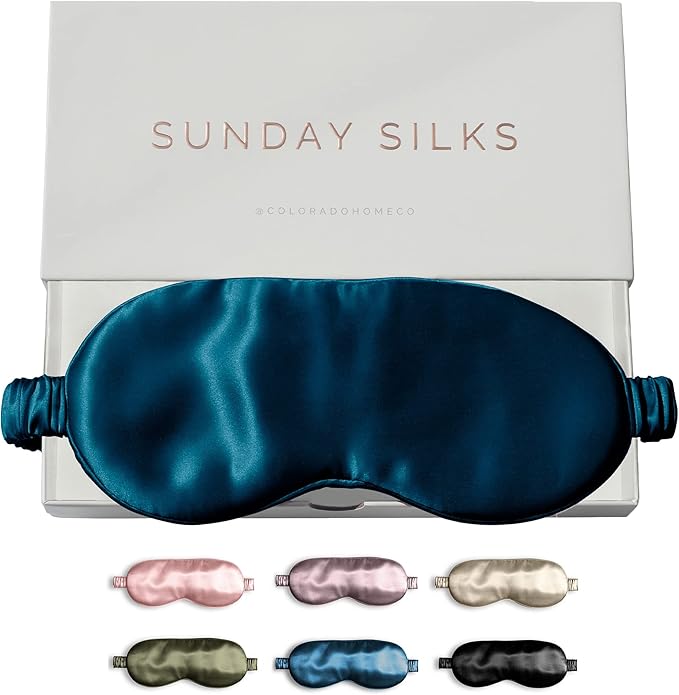 SUNDAYSILKS™ Exclusive Mulberry Silk Sleep Mask | Soft Eye Covers, Blackout Sleeping Mask for Women & Men | Silk Eye Mask for Sleep, Travel, and Relaxation | Antifaz para Dormir [Midnight Blue]-Velvo Beauty