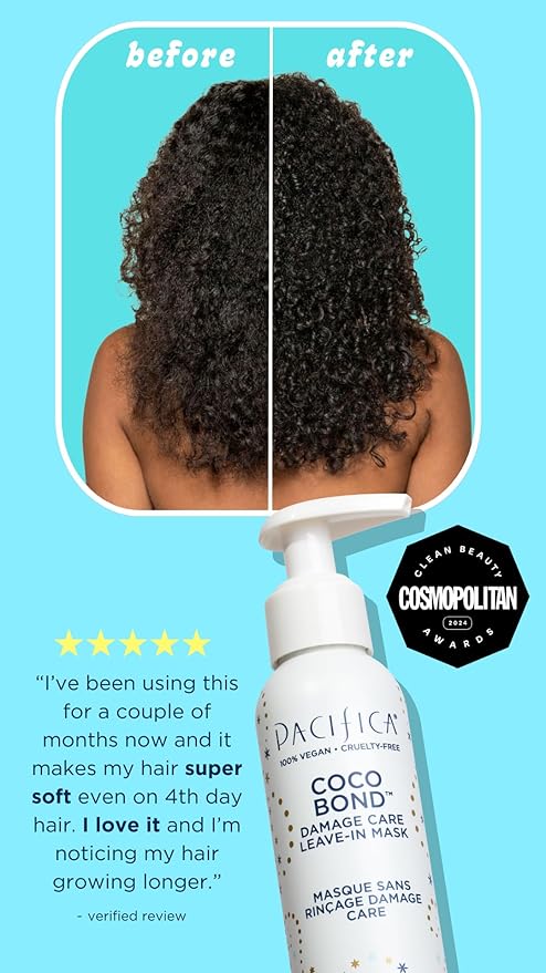Pacifica Mini Coco Bond Damage Care Leave-In Mask – Bond Repair Hair Treatment for Damaged Hair, Concentrated Travel-Size Leave-In Conditioner Restores Strength & Shine, Vegan & Cruelty-Free, 1.4oz-Velvo Beauty