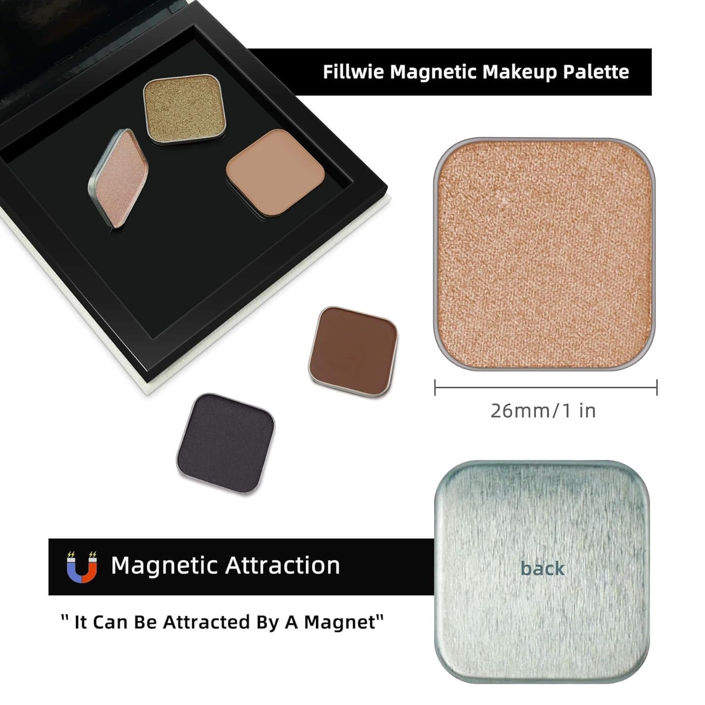Magnetic Single Shimmer Bronze Eyeshadow with Metal Pan, Pressed Powder Refill, Ideal for Smoky Eye Makeup and DIY Empty Magnetic Palette (Cocoa Charm)-Velvo Beauty