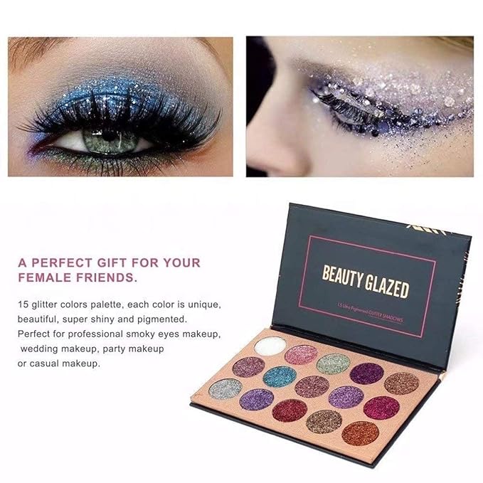 15 Colors Eyeshadow, Glitters Shimmer Pigment Pressed Makeup Palette Eyes Cosmetic-Velvo Beauty
