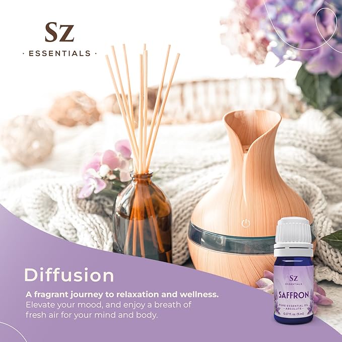 Saffron Essential Oil, 100% Pure, Extracted from Stigmas of The Saffron Flower - Spicy & Floral Scent with Earthy Overtones - Therapeutic Grade & Vegan - 0.17oz (5ml)-Velvo Beauty