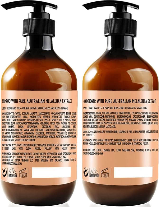 Keratin Shampoo and Conditioner Set - Sulfate and Paraben Free Treatment for Dry Hair - Anti Frizz, Collagen Enriched Formula for Curly or Damaged Hair - Safe for Men and Women with Color Treated Hair-Velvo Beauty