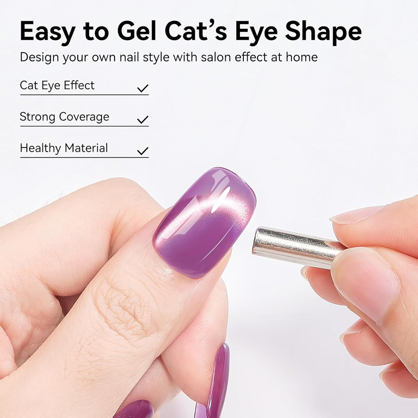Purple Cat Eye Gel Nail Polish - Glass CatEye Polish Holographic Mooncat Gel Polish with Magnet Stick Long-Lasting UV/LED Soak Off Home DIY Manicure-Velvo Beauty