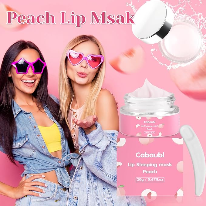 Lip Sleeping Mask,Moisture Lip Mask Overnight,Night Repair Sleeping Lip Balm,Sleeping Lip Butter Balm to Moisturize & Nourish Dry Cracked Lips,Lip Treatment Mask,Peach Lip Mask(20g, 0.7 oz)-Velvo Beauty