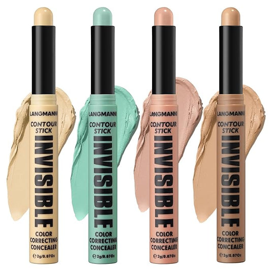 Jolilab 4 Color Contour Stick Concealer Stick Cream Palette Contour Multifunctional Contouring Makeup Kit for Face Highlighter Makeup Stick Set Long Lasting & Waterproof(01+02+04+06, 1)-Velvo Beauty
