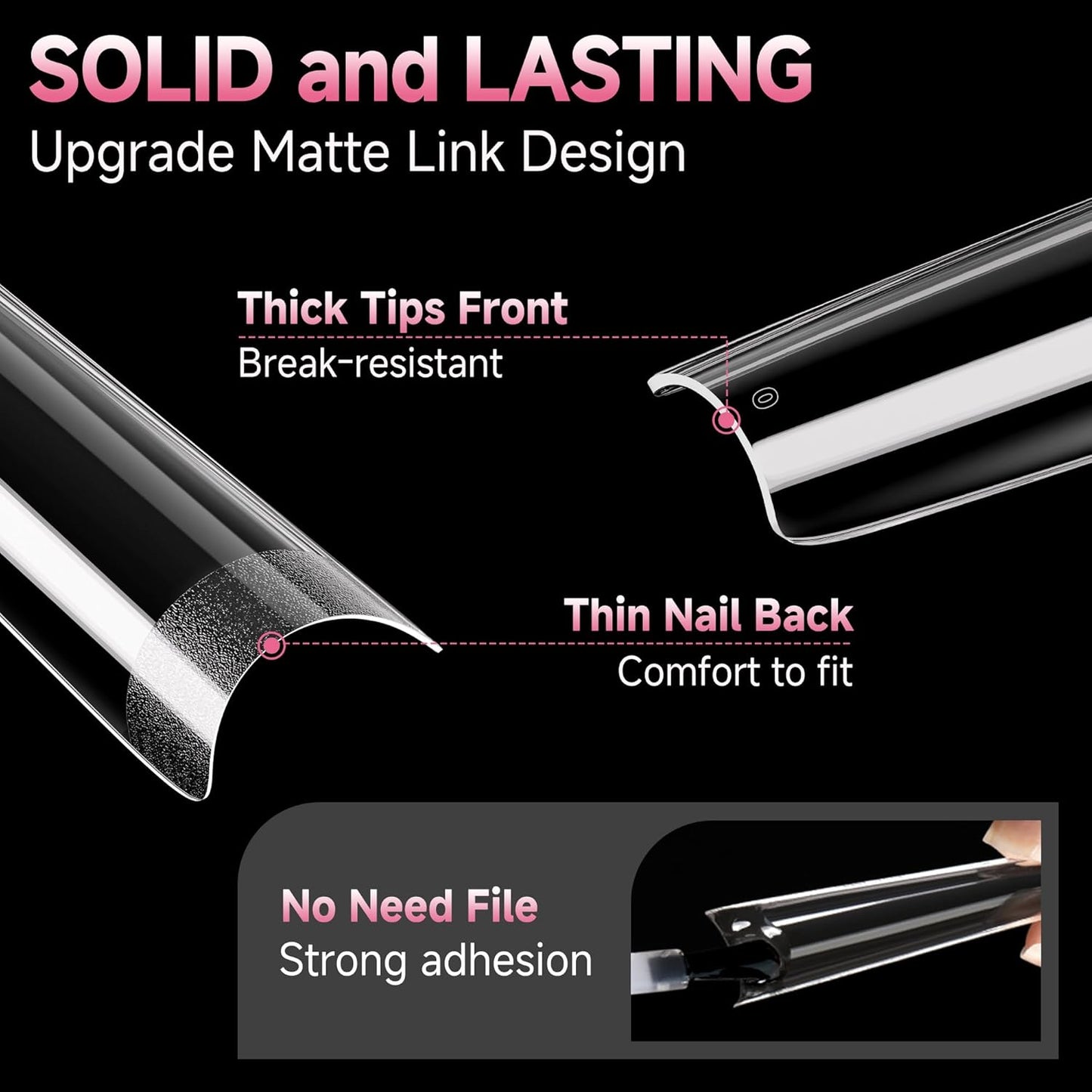 UNA GELLA Extra Long Coffin Nail Tips No C Curve 504PCS XXL Coffin Nails Half Cover Long Coffins Gel Nails Tips Clear Fake False Nails Long Gel Extensions for Nail Art Salon Home DIY No Need File-Velvo Beauty