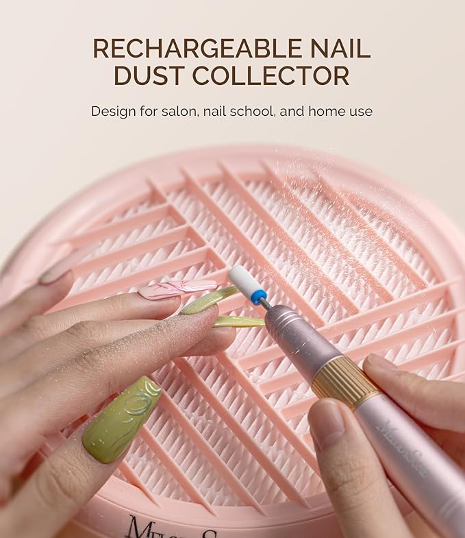 MelodySusie Cordless Nail Dust Collector,Compact Vacuum Fan Rechargeable Dust Collector with Reusable Filter,SProR Powerful Dust Suction Machine for Acrylic Gel Polish Manicure Pedicure at Salon&Home-Velvo Beauty