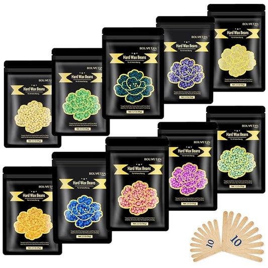 Hard Wax Beads, 2.2lb Wax Beans for Hair Removal, 10 Packs Multi Color Waxing Beads for Full Body, Face, Brazilian Bikini, Legs and Sensitive Skin at Home, Wax Refill for Women Men-Velvo Beauty