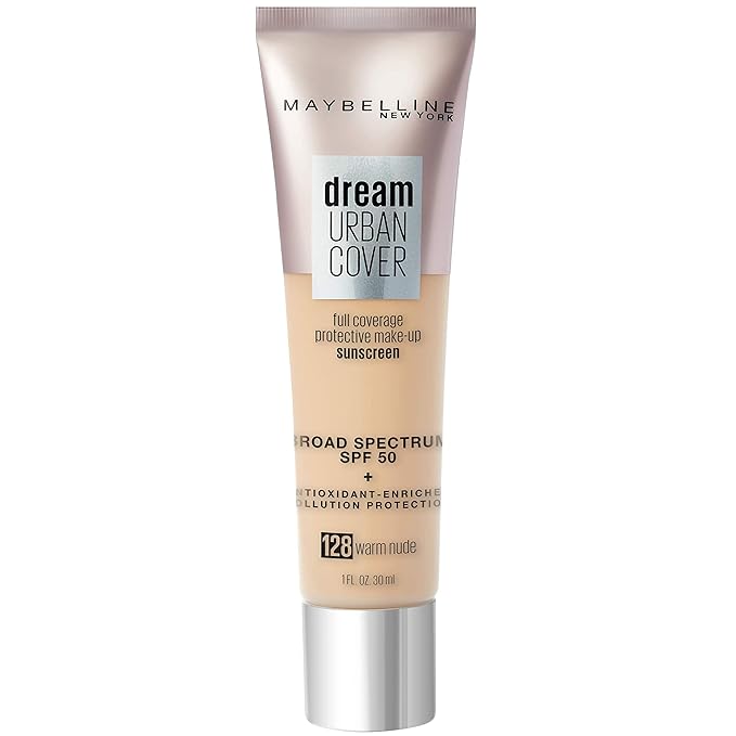 Maybelline Dream Urban Cover Flawless Coverage Foundation Makeup, SPF 50, Warm Nude-Velvo Beauty