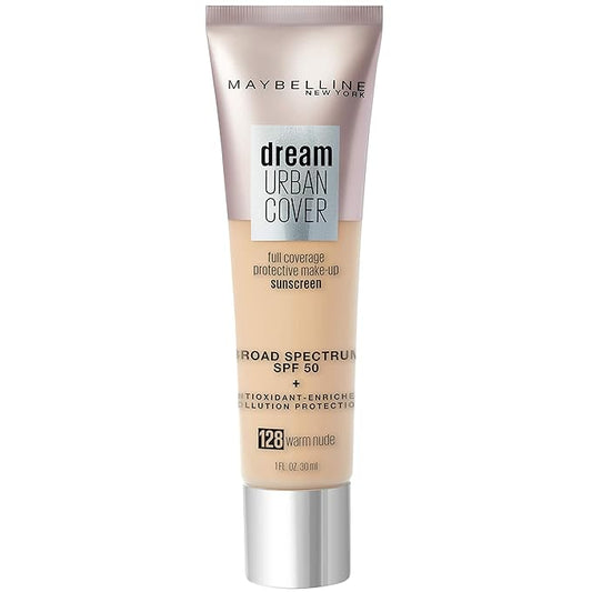 Maybelline Dream Urban Cover Flawless Coverage Foundation Makeup, SPF 50, Warm Nude-Velvo Beauty
