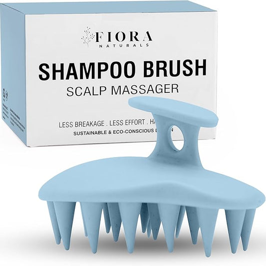 Fiora Naturals Scalp Massager Shampoo Brush - Silicon Scalp Scrubber & Exfoliator for Dandruff Removal and Hair Growth, Scalp Brush for Wet & Dry Hair, Shampoo Brush for Men, Women, Kids - BPA Free-Velvo Beauty