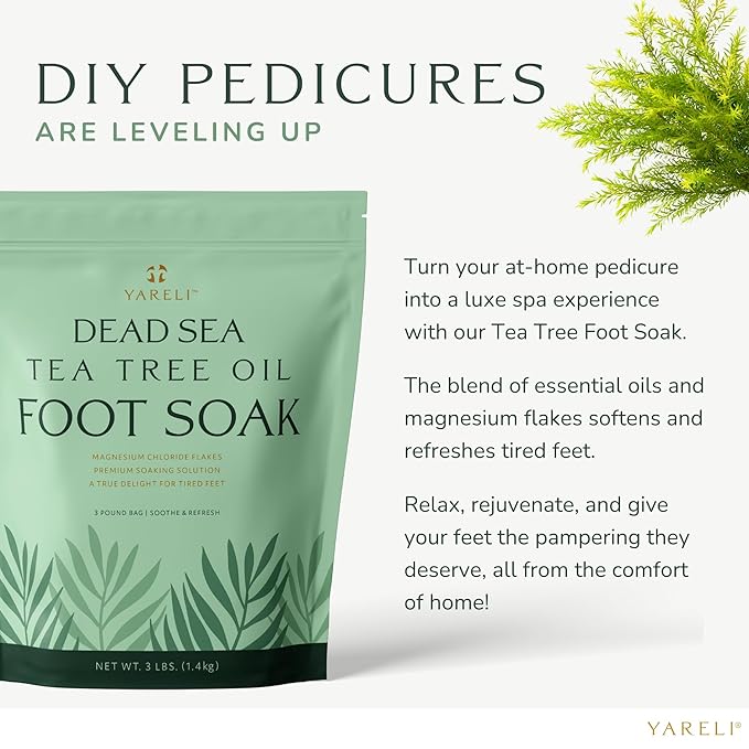 Tea Tree Oil Foot Soak, Dead Sea Magnesium Bath Salt Flakes with Essential Oils, 3lb-Velvo Beauty