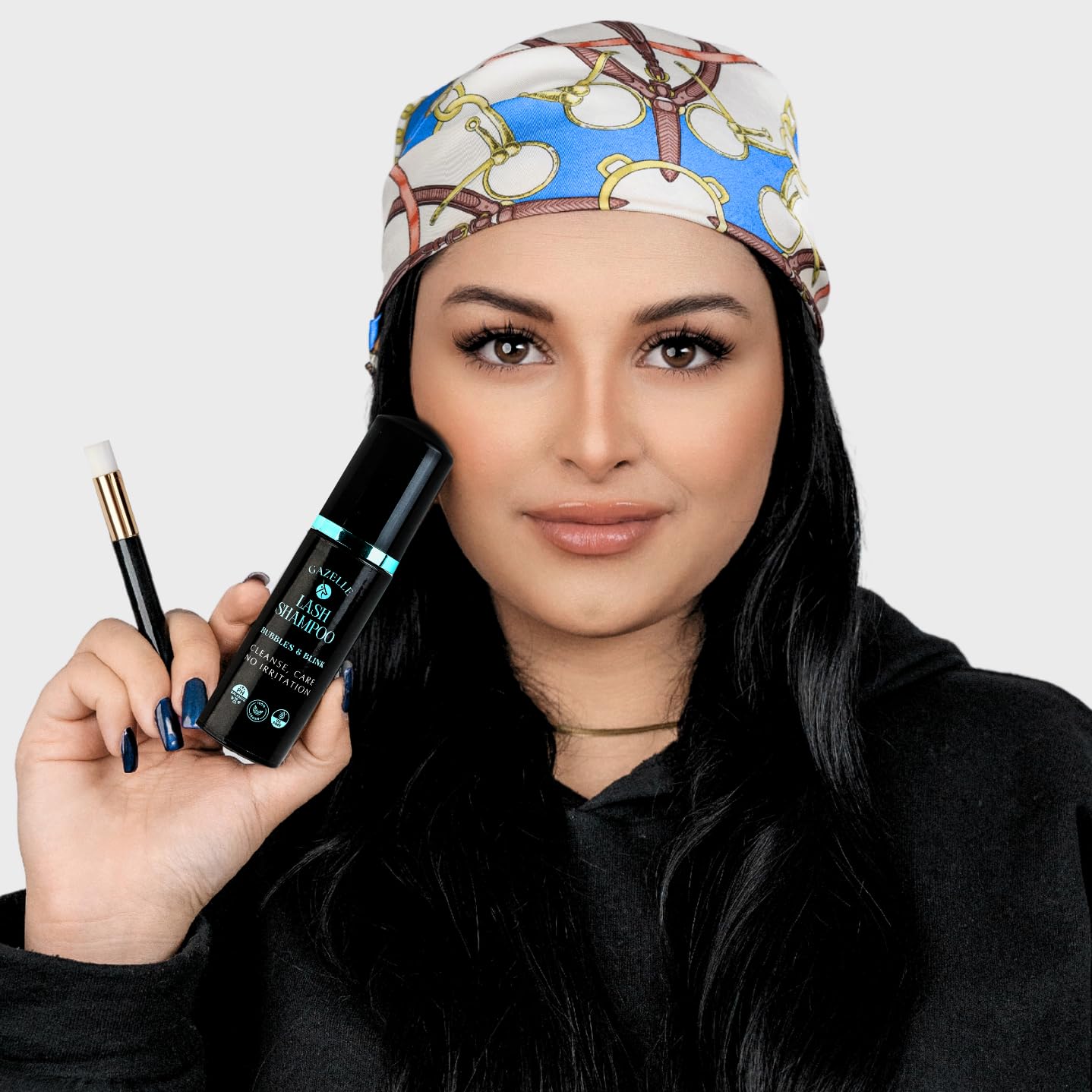 Gazelle Lash Shampoo with Brush – Gentle, Oil-Free Foaming Eyelash Extension Cleanser & DIY Lashes – Lash Cleaning Kit Removes Makeup, Dirt & Oil – No Irritation, No Burning – Salon & Home Use-Velvo Beauty