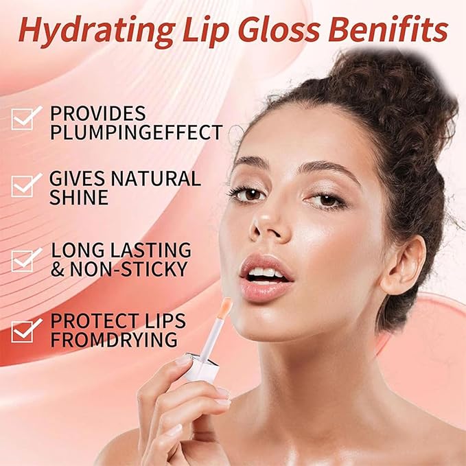 Hydrating Lip Glow Oil, Lip Oil Gloss Transparent Toot Tinted Nourishing Long Lasting Repairing Lightening Lip Lines (CLEAR) 0.2 OZ-Velvo Beauty