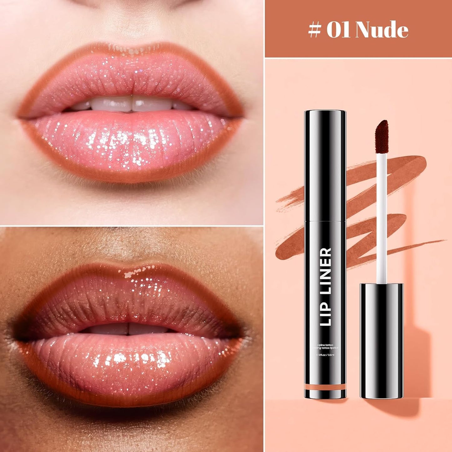 Lip Stain - Long Wear Tattoo Lip Liner, Waterproof & Transfer-proof Peel Off Lip Stain with Matte Finish, Lip Tint For All Skin Types, Great Gifts for Women (Nude)-Velvo Beauty