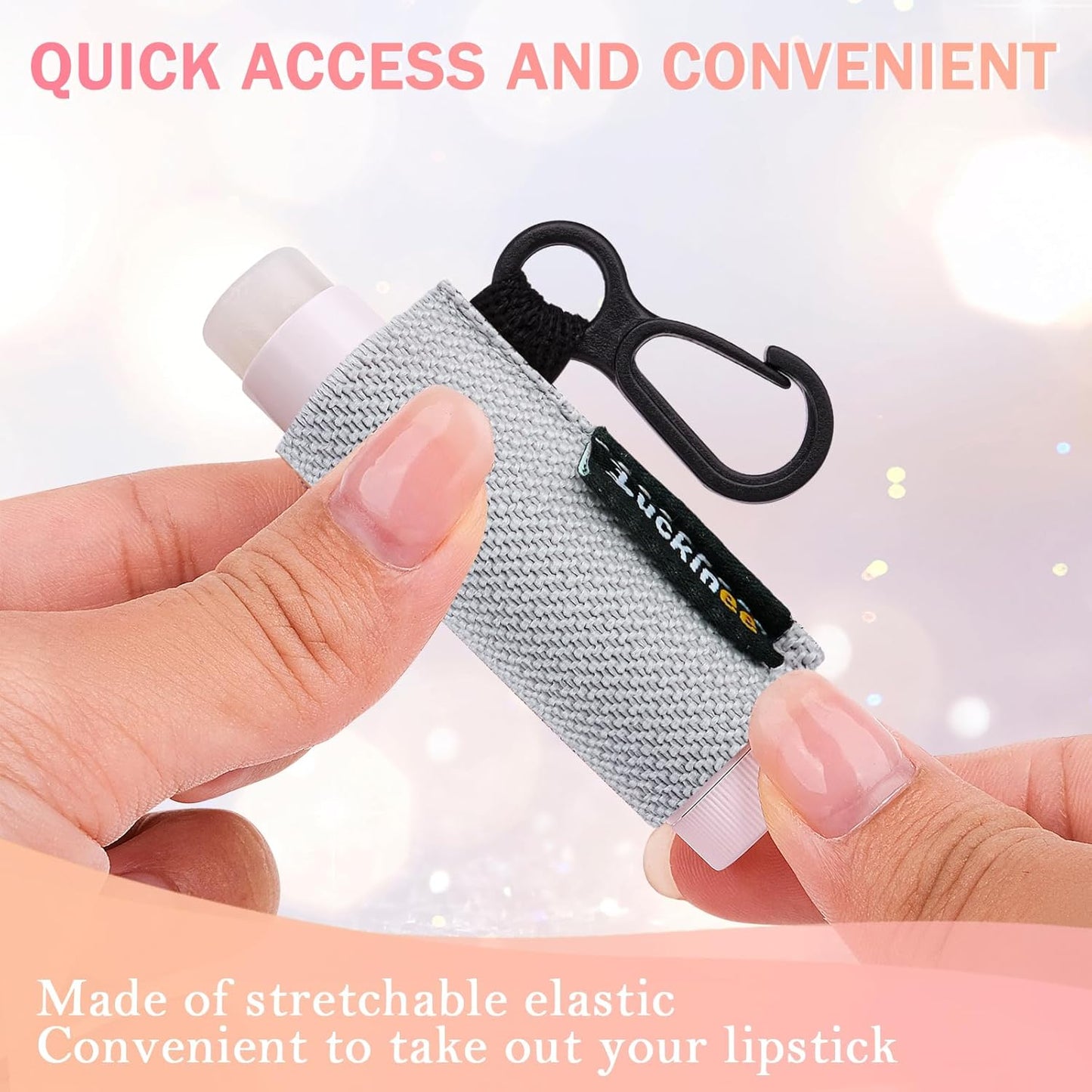 Lip Balm Keychain - Shinny Chapstick & Lipstick Holder - Tight Elastic Holder for Fat & Slim Lip Balms-Velvo Beauty