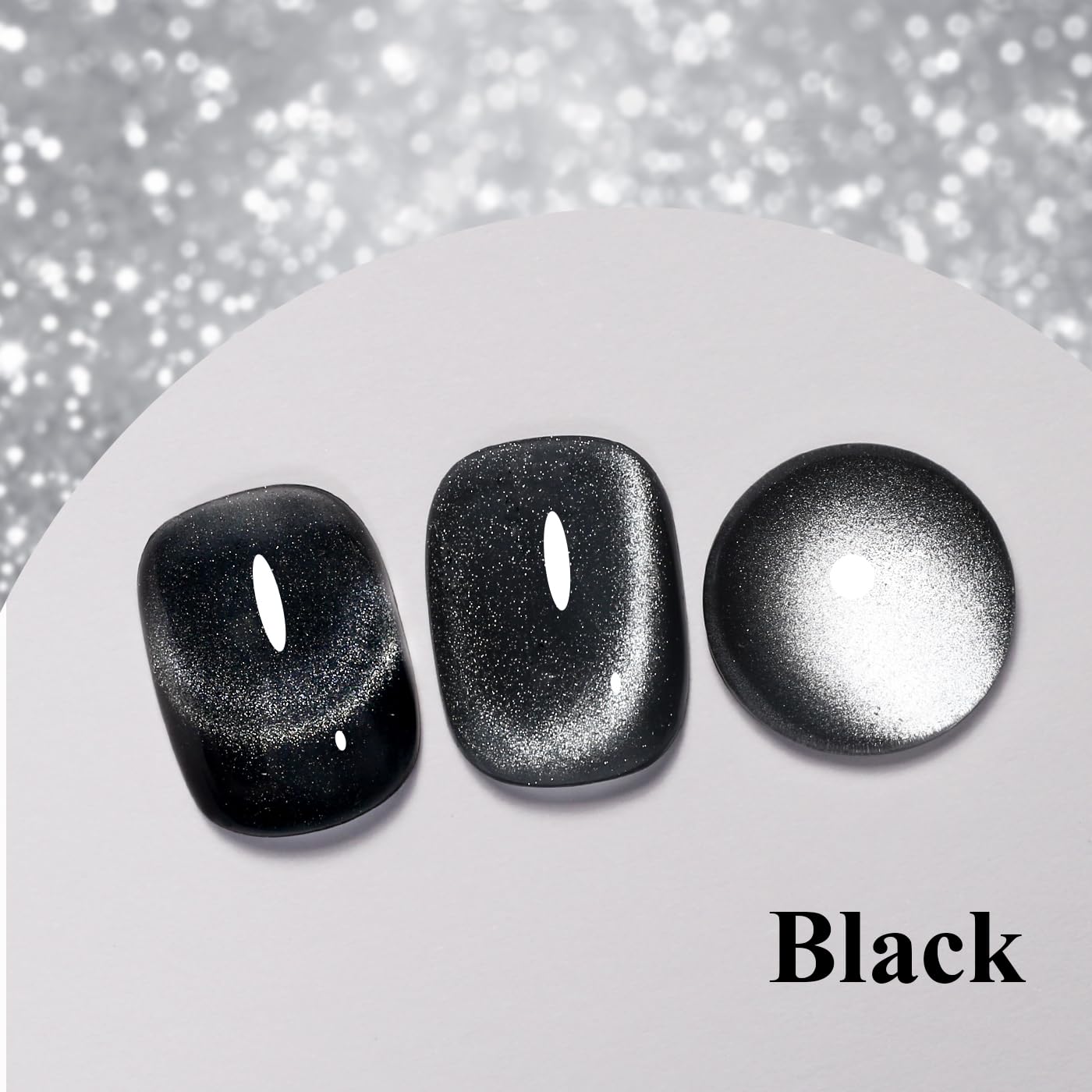 Imtiti Cat Eye Gel Nail Polish, Black Holographic Magnetic Crystal Nail Gel Polish With Magnet Glittery Galaxy Spring Summer Kit Soak Off UV Led 10ML-Velvo Beauty