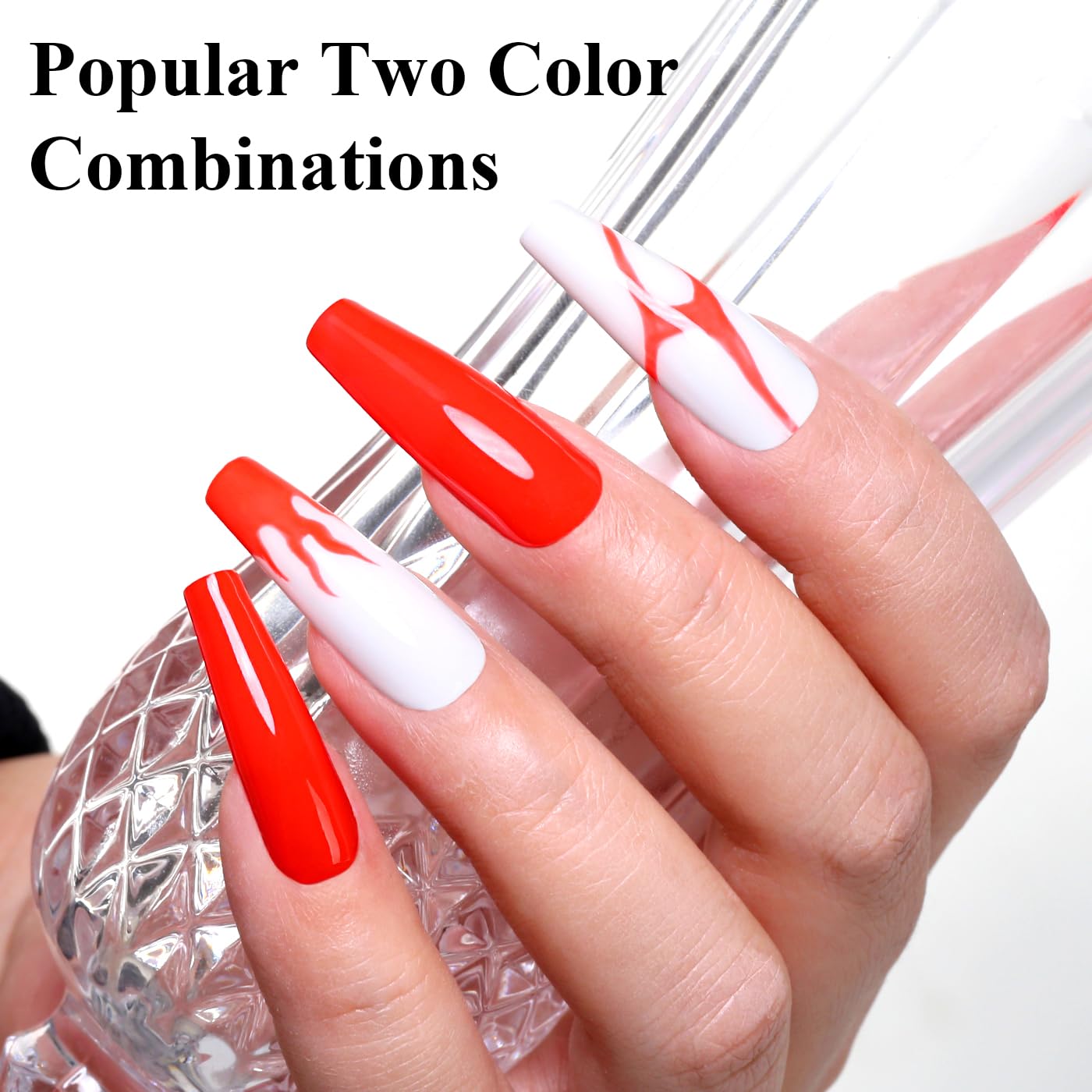 Imtiti Gel Nail Polish Kit, 2 Pcs 10ml Bright Red & White Colors Gel Polish Soak Off UV LED Spring Summer Red Gel Polish Nail Art Manicure Salon DIY Design Gel Nail Kit-Velvo Beauty