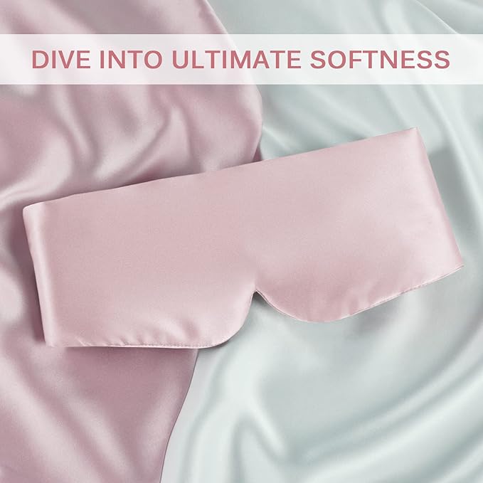 Zenssia 100% Mulberry Silk Sleep Mask Eye Mask for Man and Woman with Adjustable Headband, Full Size Large Sleep Mask & Blindfold for Total Blackout for All Night Sleep, Travel & Nap- Light Plum-Velvo Beauty