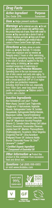 Andalou Naturals Face Sunscreen, CannaCell Sun Buddy SPF 30 with Hemp Stem Cells, Moisturizing Facial Lotion, Broad Spectrum Protection with Non-Nano Zinc Oxide, Reef Safe Sunscreen, 2.7 Fl Oz-Velvo Beauty