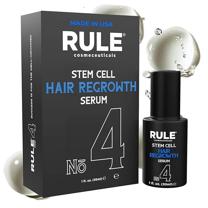 RULE No.4 Stem Cell Hair Growth Serum, Natural Oil with Biotin, Castor Oil & DHT Blocker Saw Palmetto for Thicker Fuller Longer Hair Regrowth, Scalp Serum Hair Loss Treatments for Men & Women-Velvo Beauty
