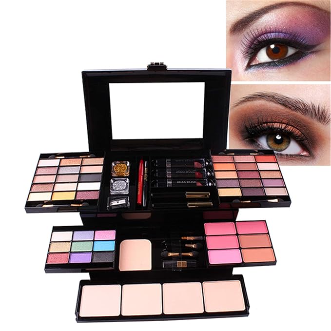 54 Colors All in one Makeup Gift Set Holiday Birthday Beauty Cosmetic Essential Starter Bundle Include 39 Eyeshadow Palette, 6 Blush, 6 Sponge Stick, 4 Compact Powder, 3 Lipstick, Eyeliner-Velvo Beauty