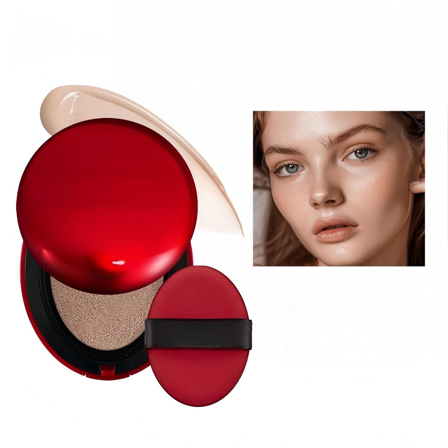 MAEPEOR Cushion Foundation 9 Colors Full Coverage Weightless Satin Glow Foundation Hydrating Long-Lasting Cushion BB Cream (Color 09)-Velvo Beauty