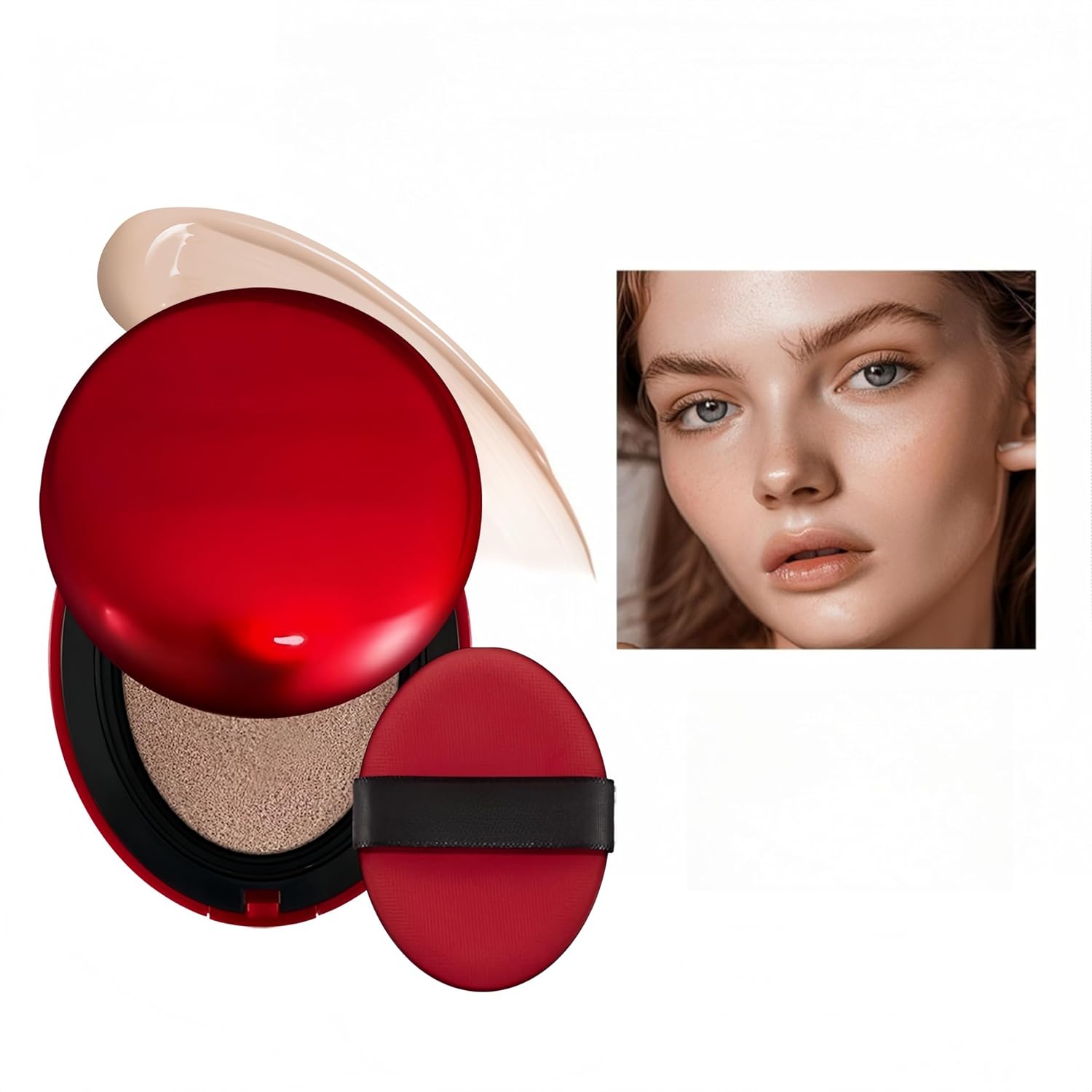 MAEPEOR Cushion Foundation 9 Colors Full Coverage Weightless Satin Glow Foundation Hydrating Long-Lasting Cushion BB Cream (Color 09)-Velvo Beauty