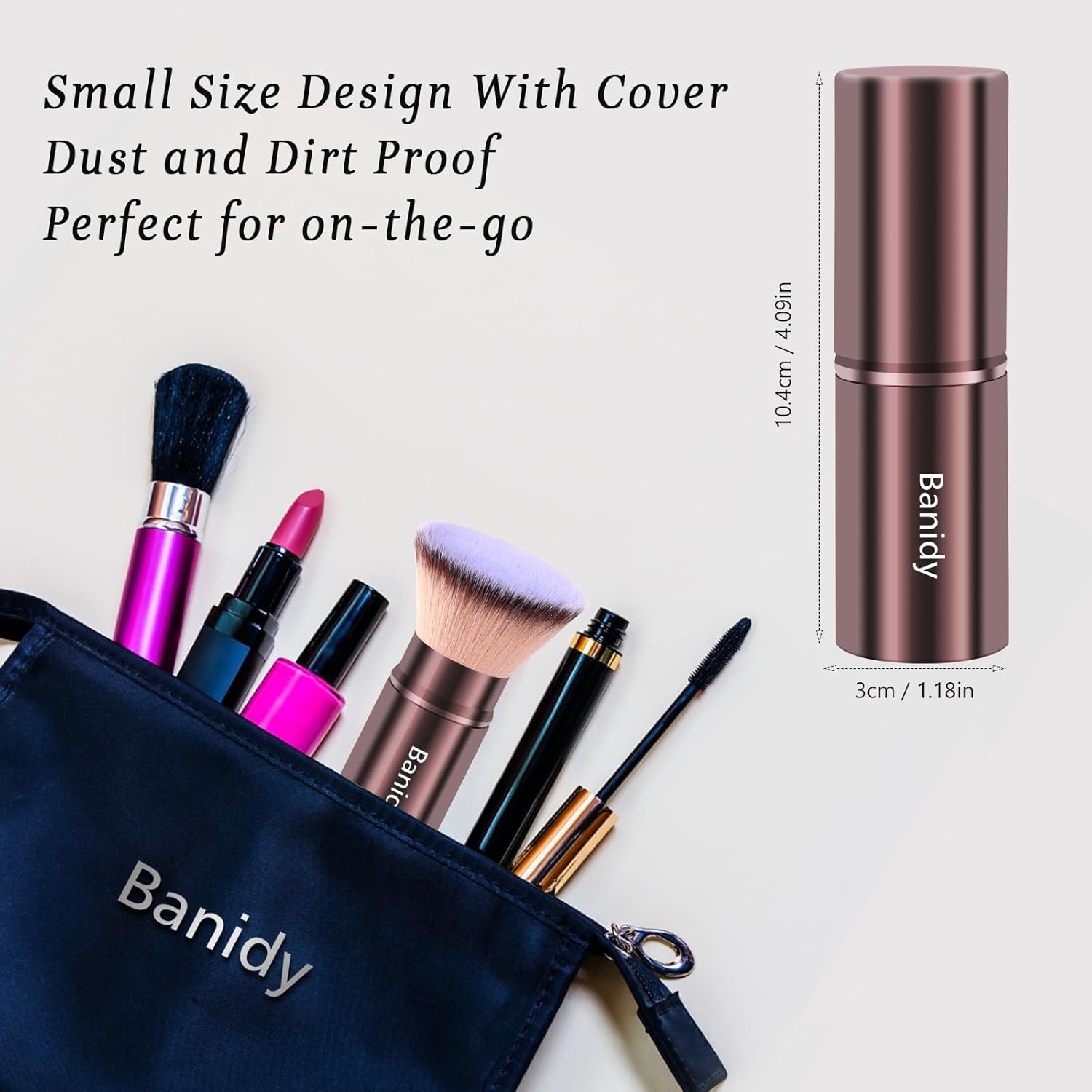 Makeup Brush Kabuki Face Brushes Retractable Travel Blush Brush Portable Flawless for Foundation, Powder Blush, Bronzer, Buffing, Liquid, Cream, Cruelty Free with Cover(Flat-Head)-Velvo Beauty