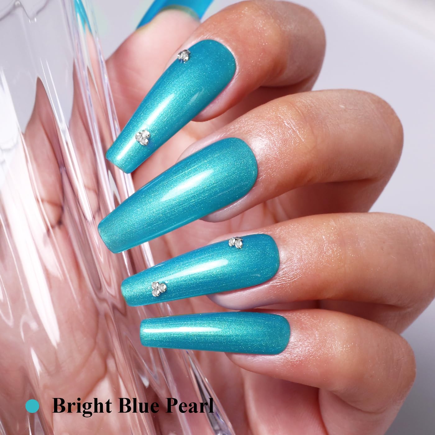 Imtiti Glitter Gel Nail Polish, Bright Blue Pearl Glitter Nail Gel Polish Diamond Shimmer Sparkle Soak Off UV LED Spring Summer Manicure 10ML-Velvo Beauty