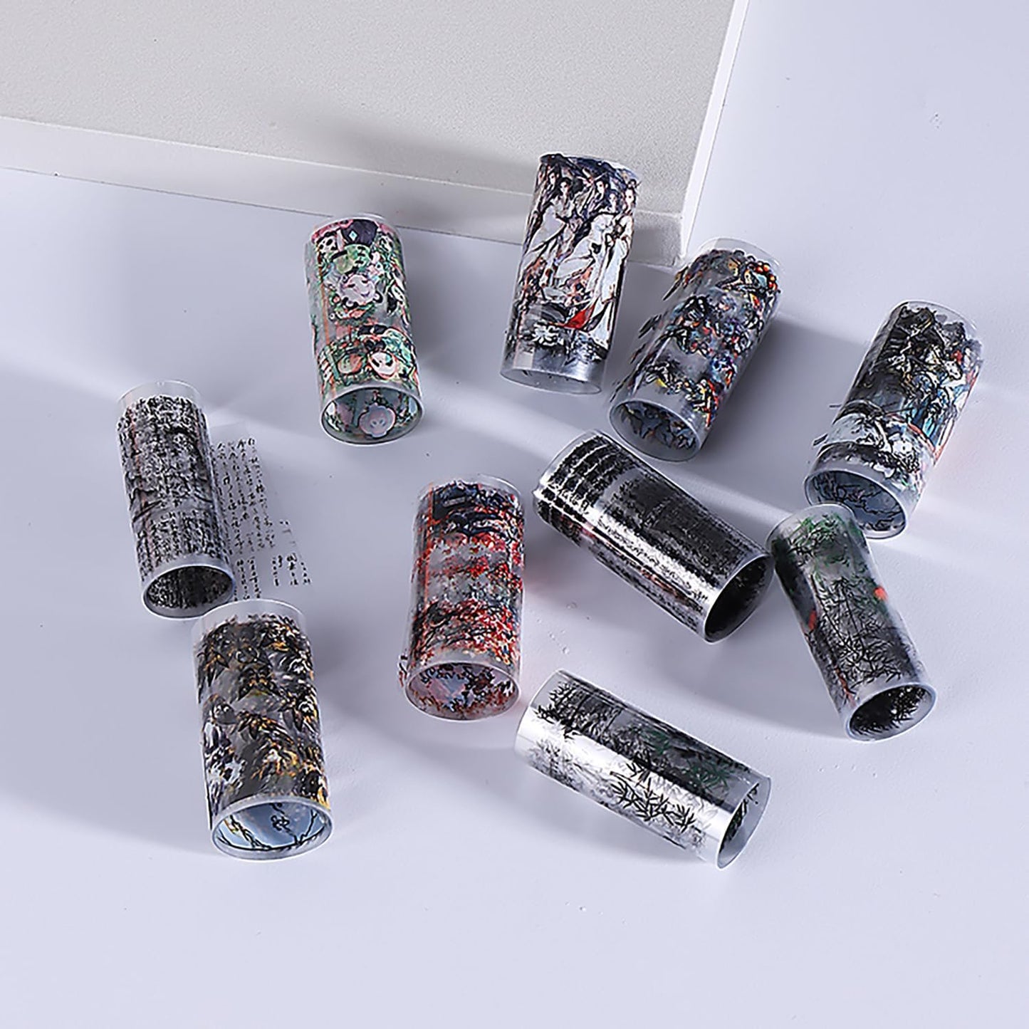10 Rolls Nail Foils Transfer Nail Art, Chinese Style Nail Foil Transfer Stickers Self Adhesive Nail Art Supplies Decals Cute Panda Manicure Accessories Fall Winter Nail Decorations for Women-Velvo Beauty