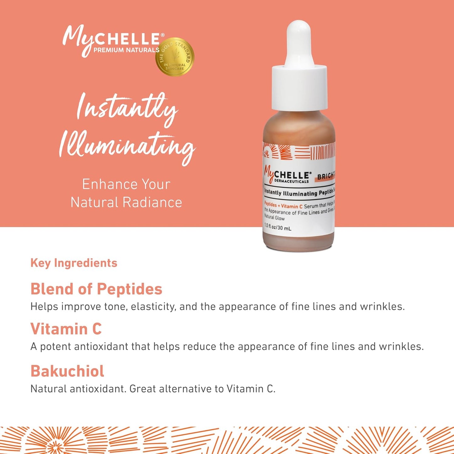 MYCHELLE Instantly Illuminating Peptide Serum, 1 FZ-Velvo Beauty