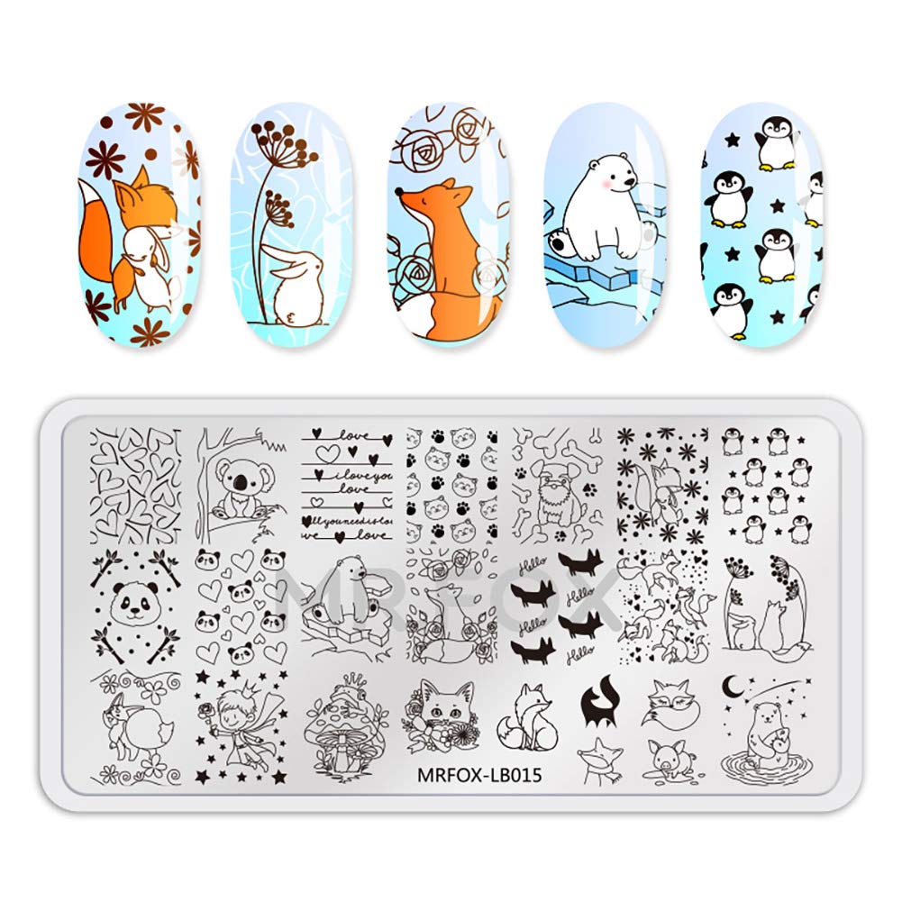 Mr. Fox Nailed Board Set Feather Fox Rabbit Easter Tropical Beach Fruit Bear Cartoon Art DIY Hot Print Template-Velvo Beauty